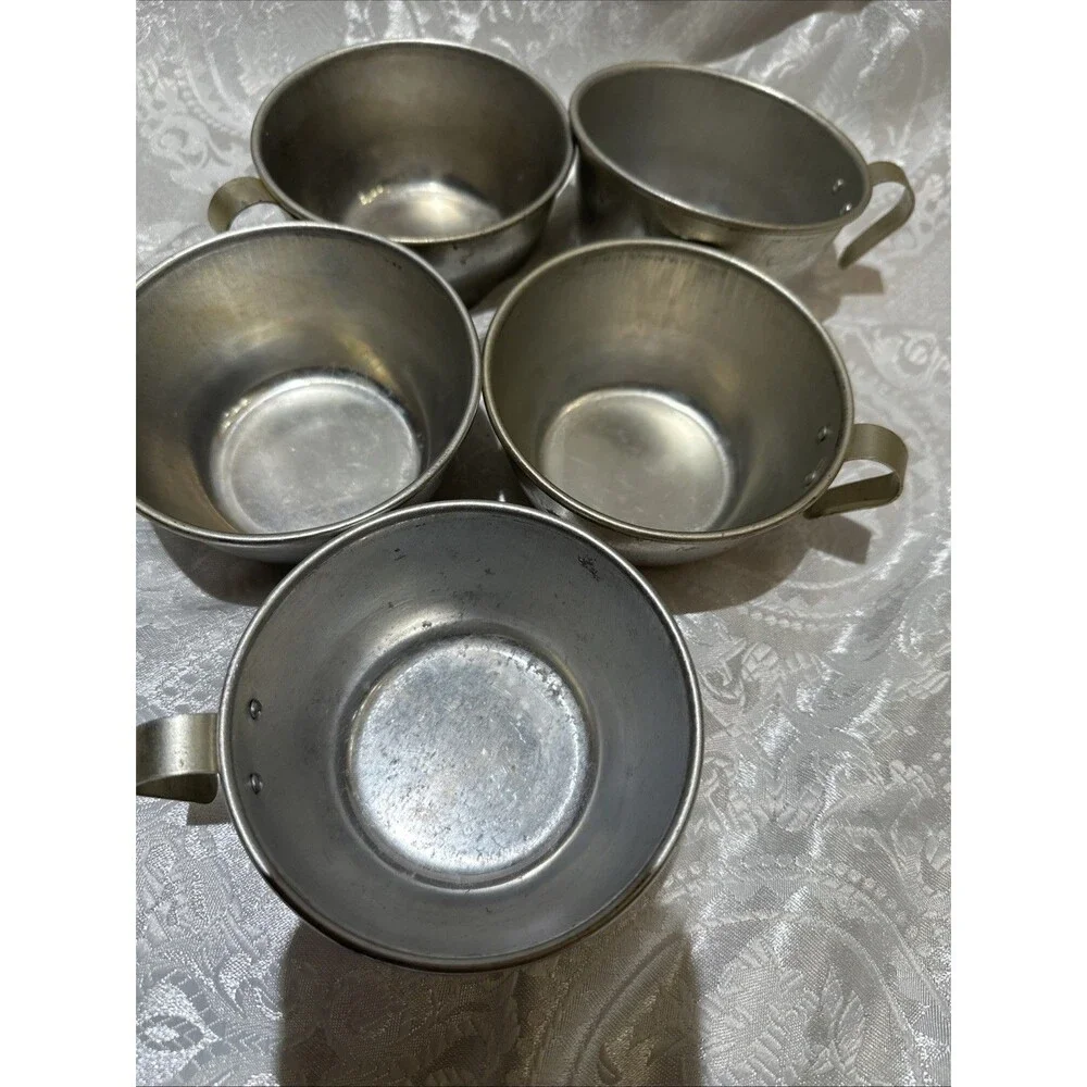 Vintage Aluminum Camping Cups Set 5